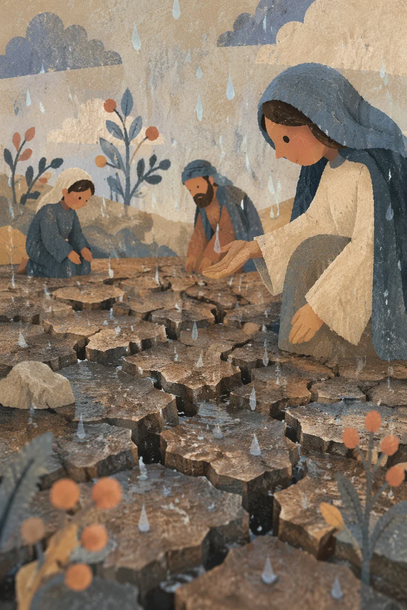 Gentle Mercy Rain on Cracked Soil