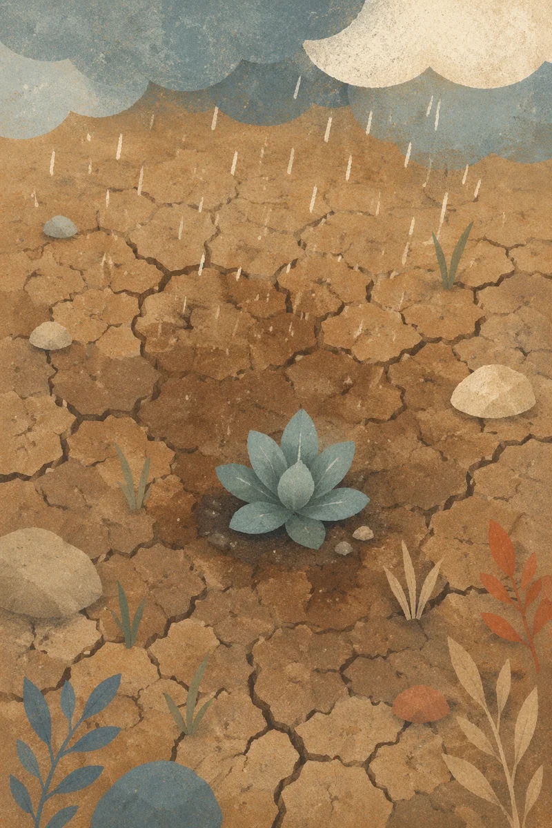 Gentle Rain Reviving Cracked Soil Sprout