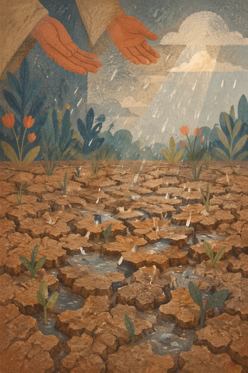 Mercy Rain Falling on Cracked Earth
