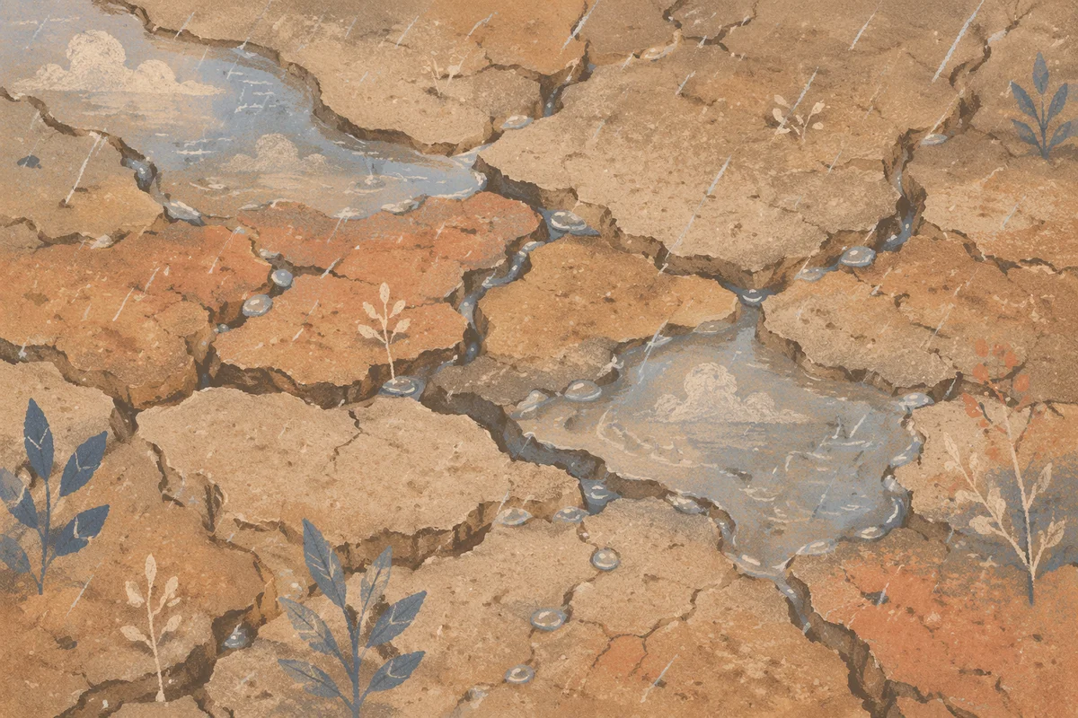 Gentle Rain of Mercy on Cracked Earth
