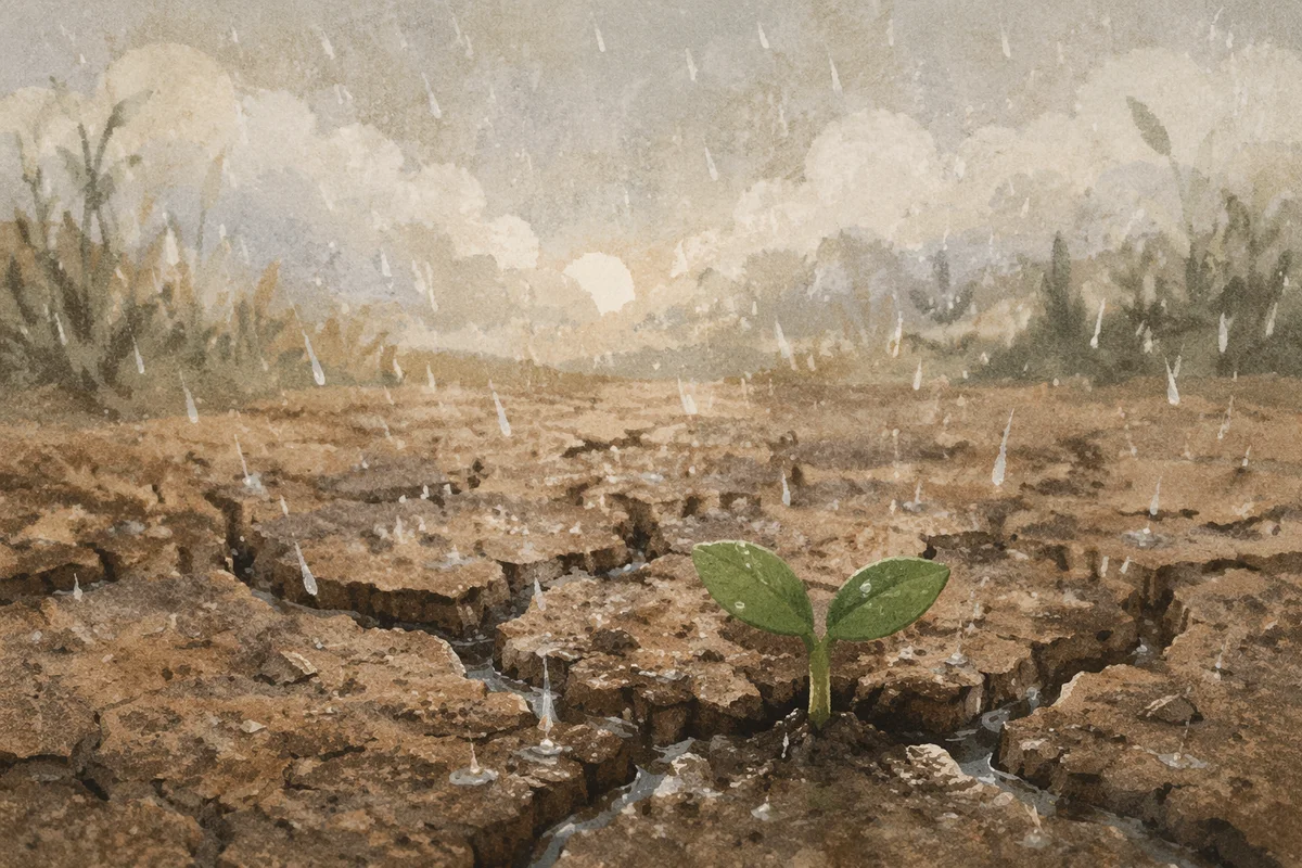 Gentle Rain of Mercy on Cracked Earth