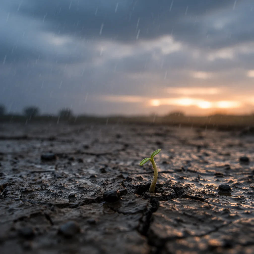 Gentle Rain Bringing Mercy to Cracked Soil