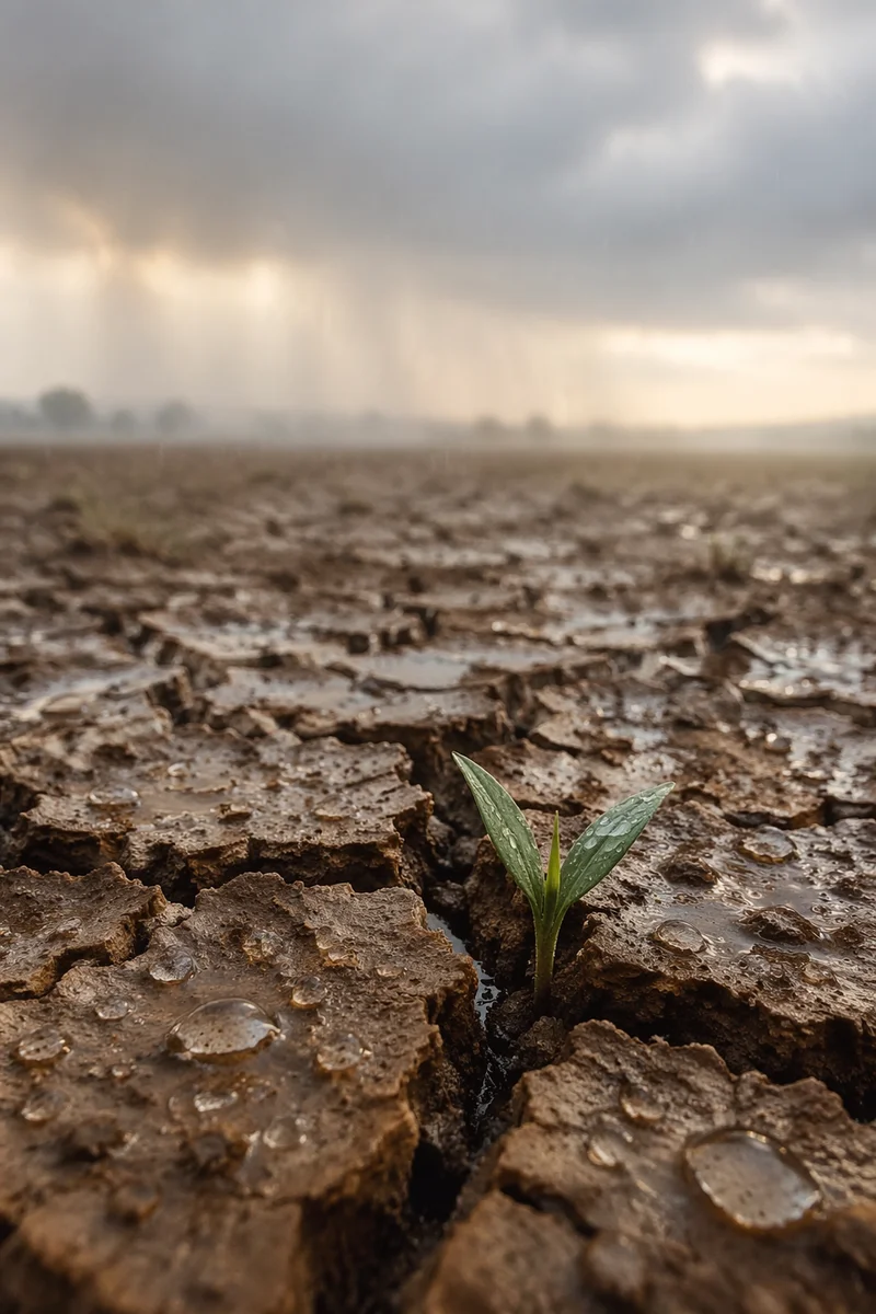 Gentle Rain Brings Mercy to Cracked Soil