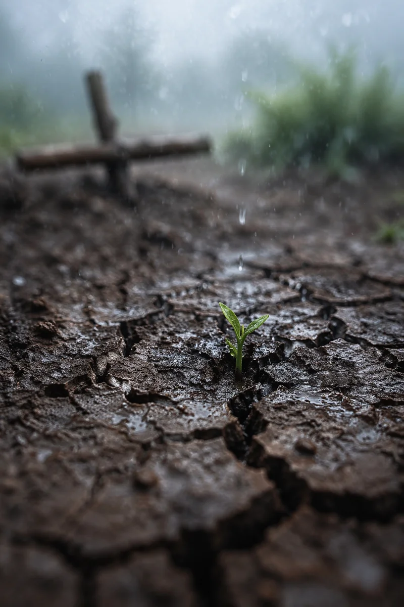 Gentle Mercy Rain on Cracked Soil