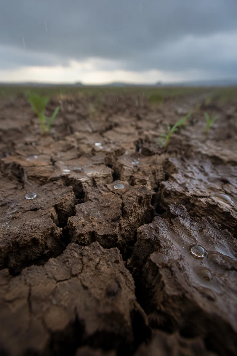 Gentle Rain on Cracked Dry Soil