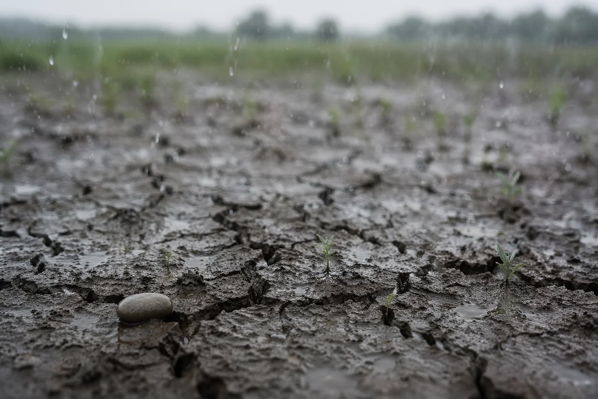 Merciful Rain Softening Cracked Earth