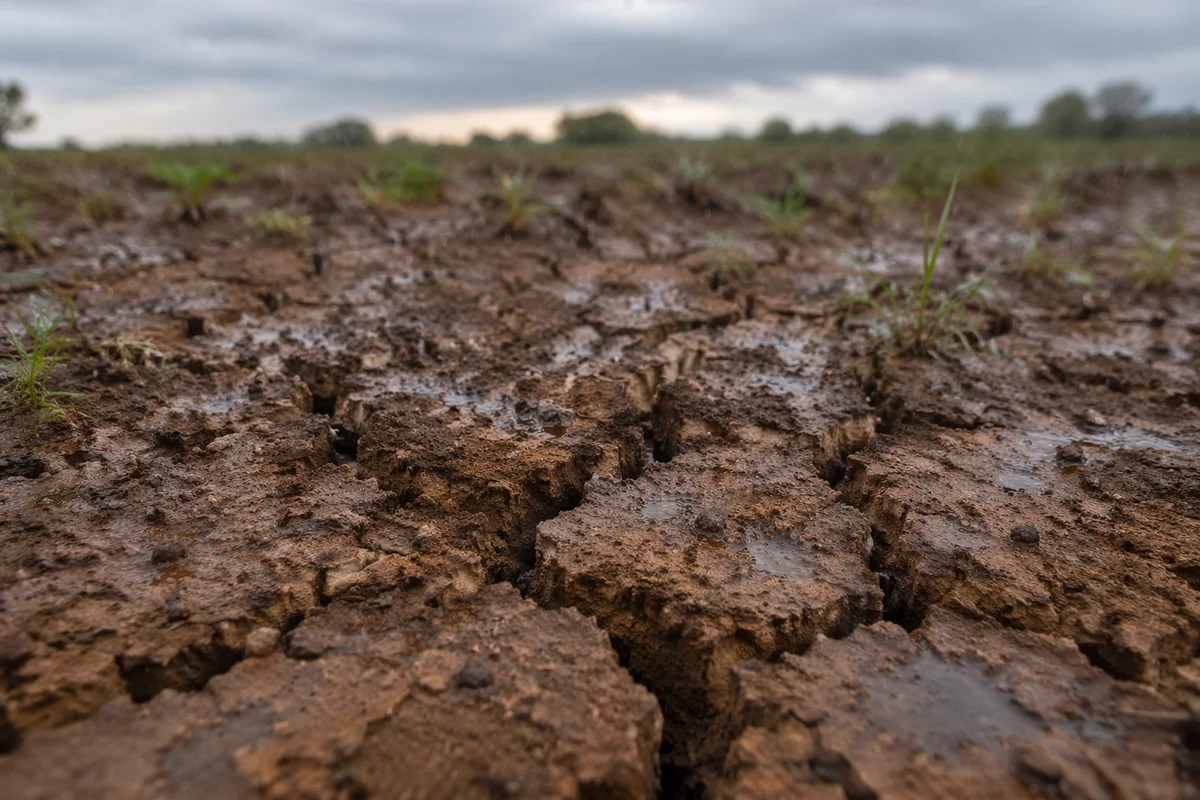 Gentle Rain on Cracked Dry Soil