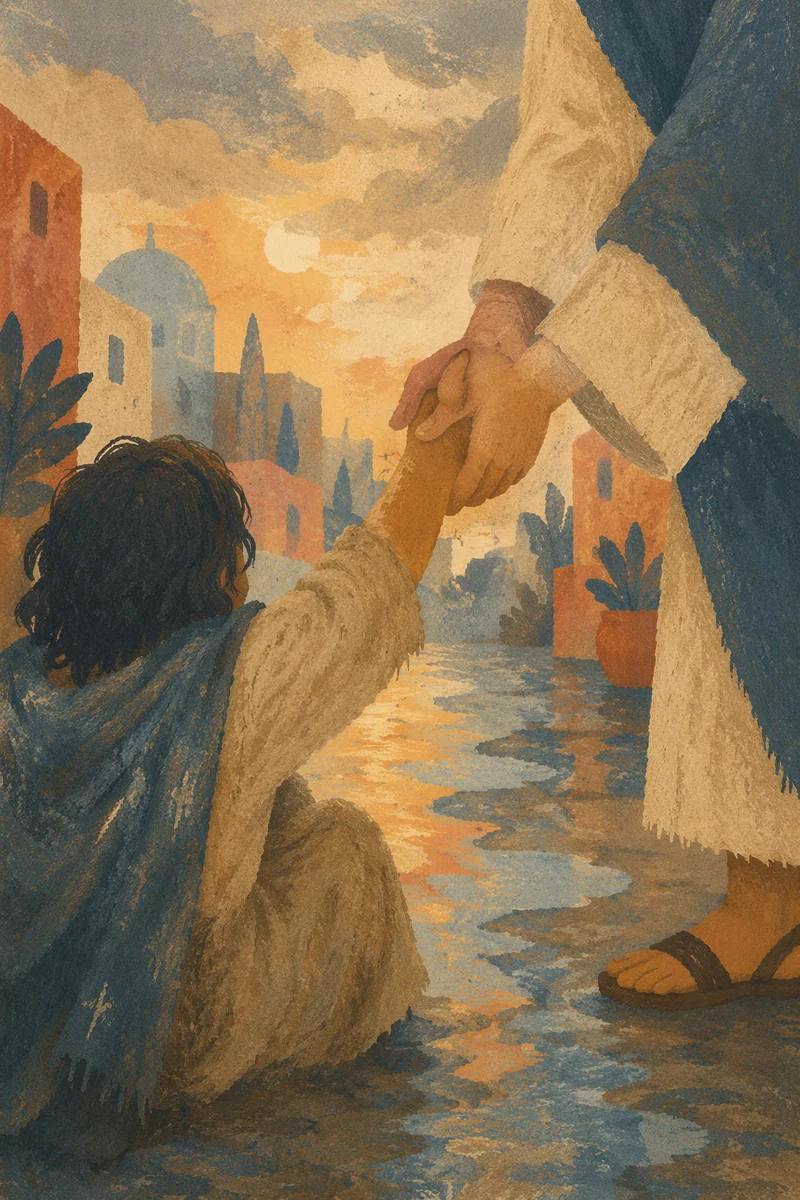Mercy Hands Lifting the Fallen