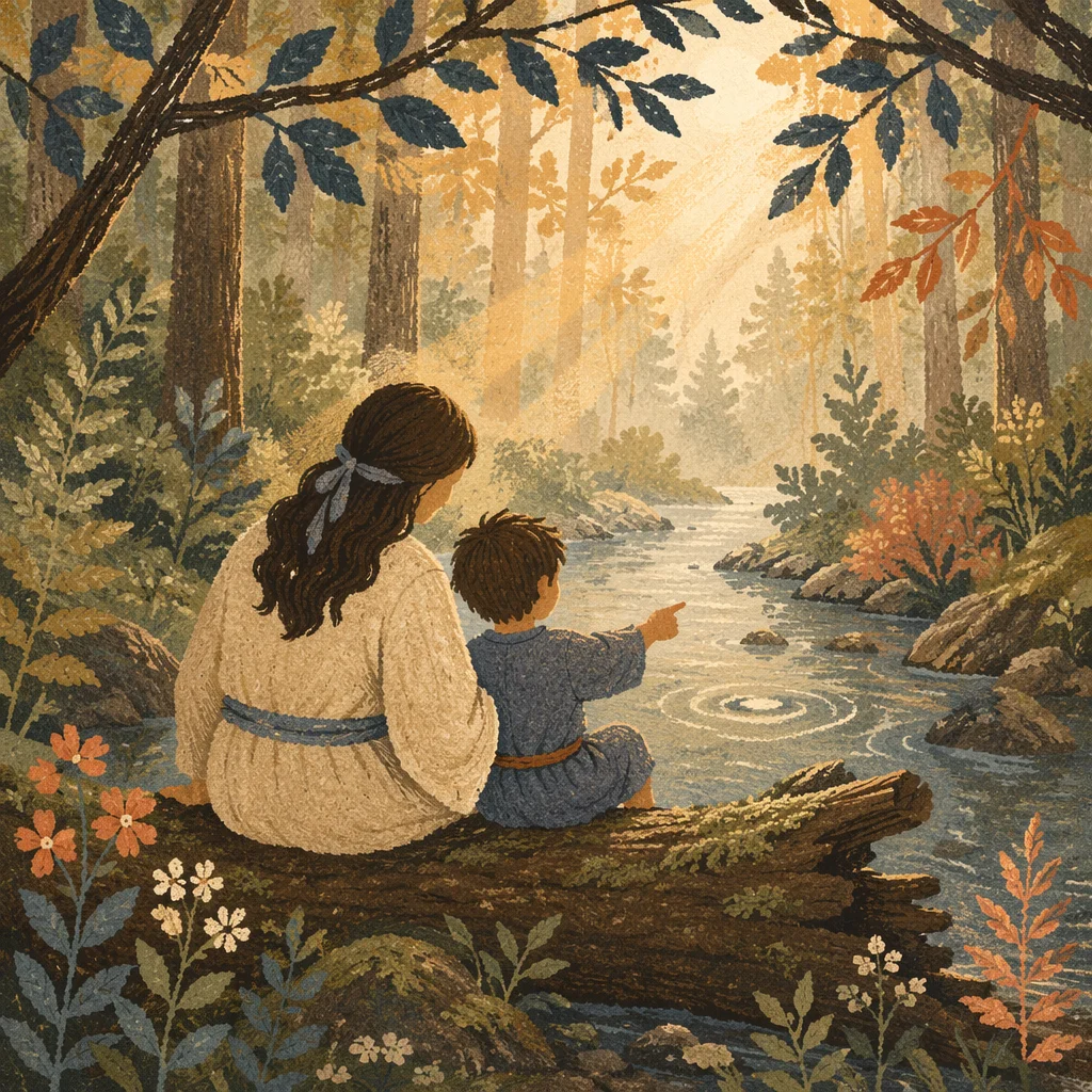 Mother and Son Quiet Forest Bond