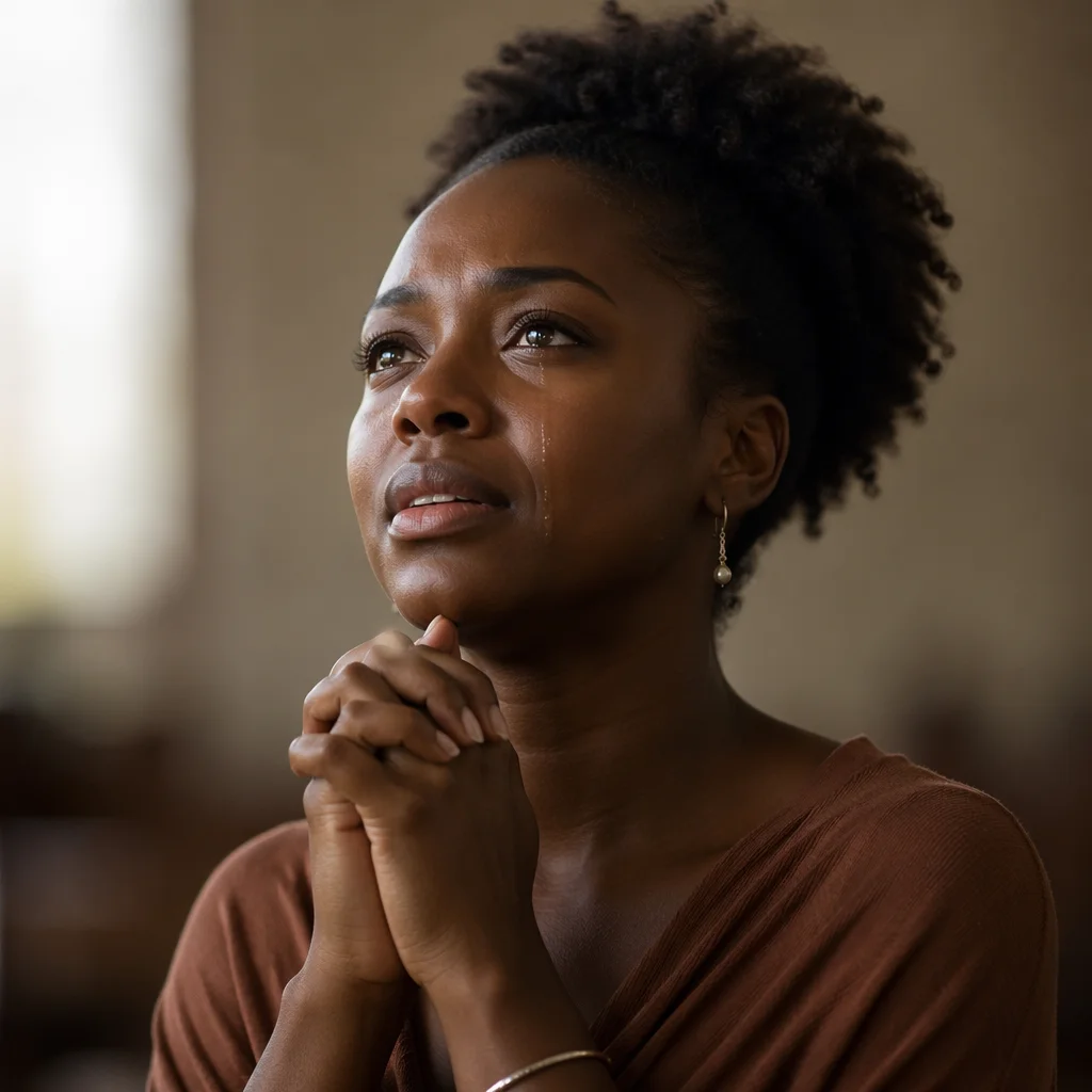 Tearful Young Woman in Quiet Reflection