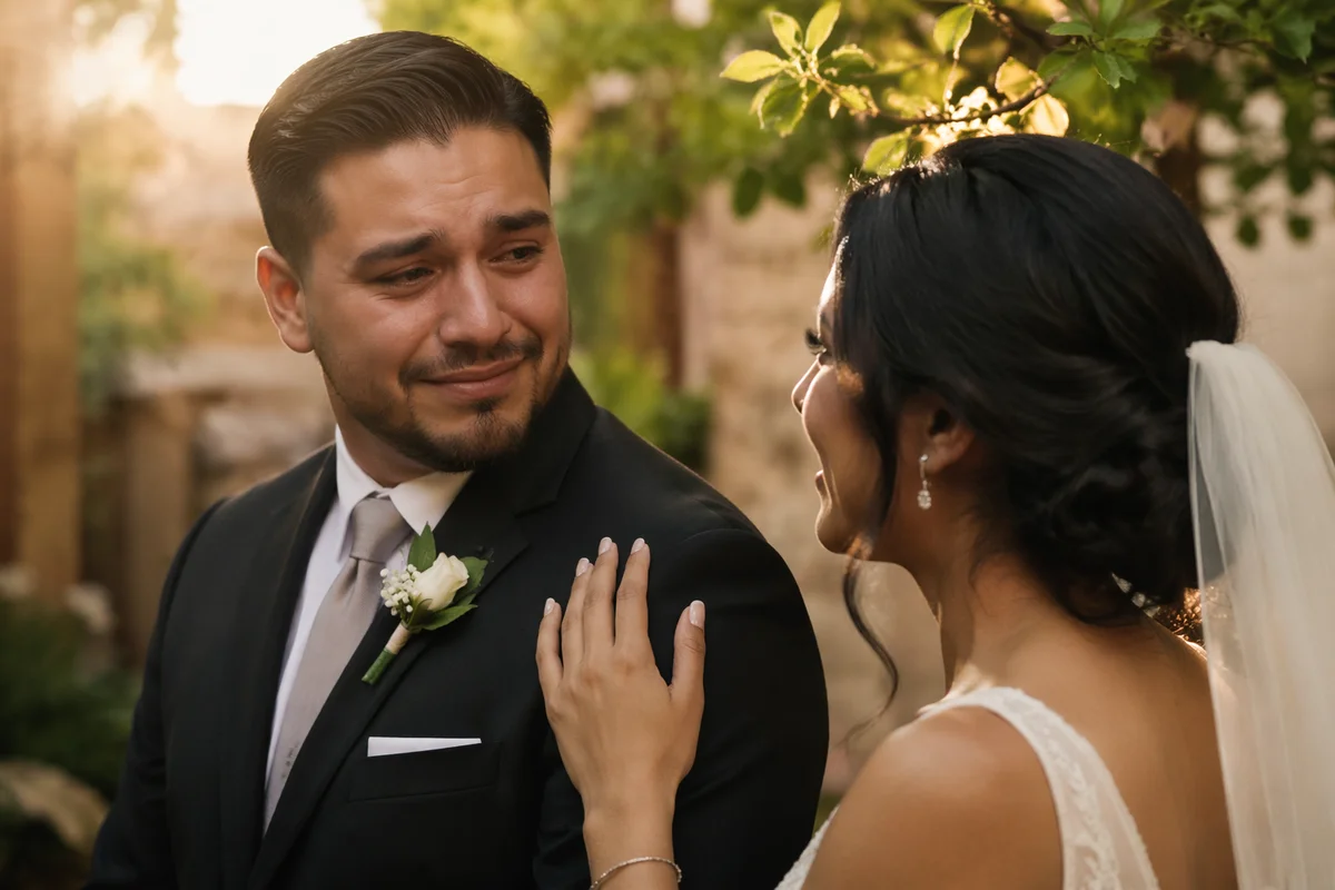 Emotional Newlyweds First Look Close Up
