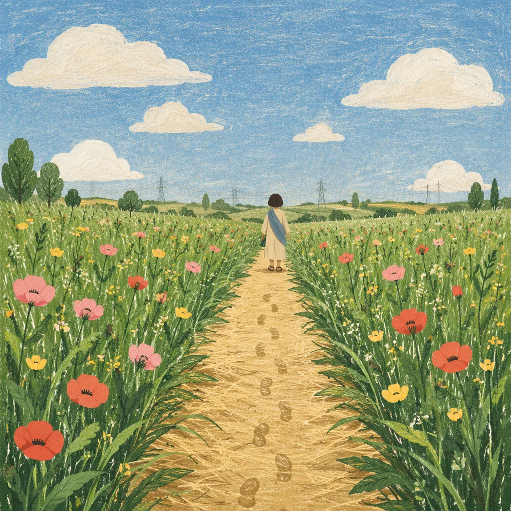 Obedient Footsteps Through a Spring Meadow