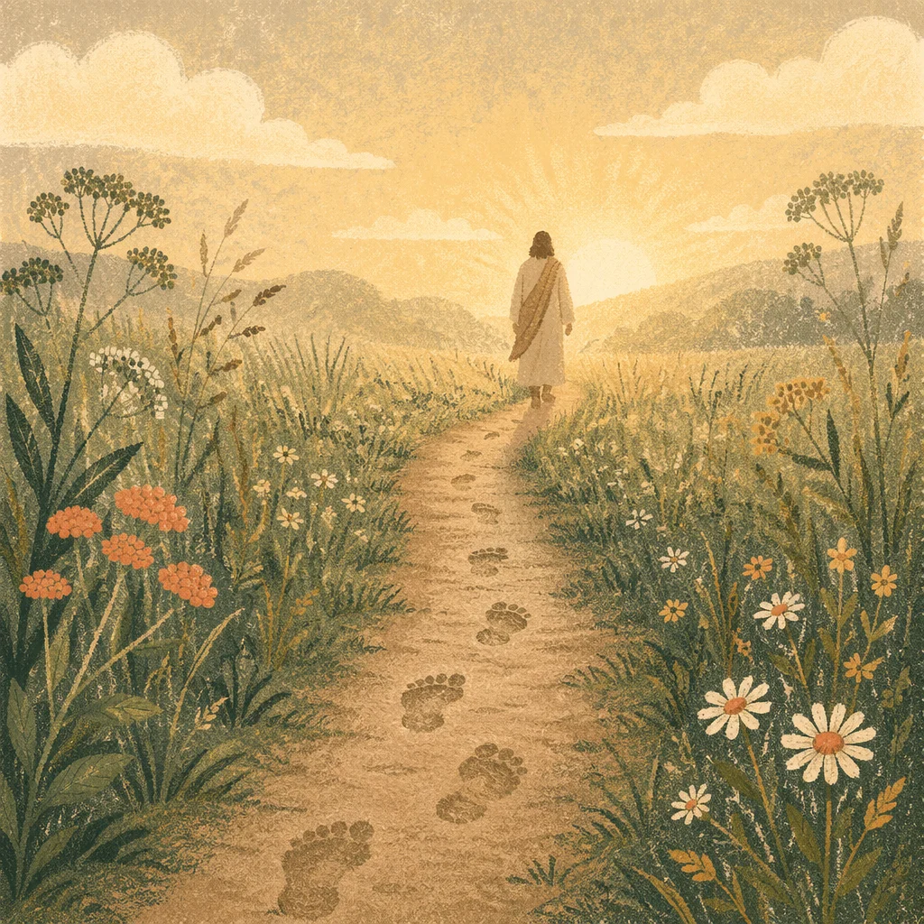 Obedient Footsteps Through Dawn Meadow
