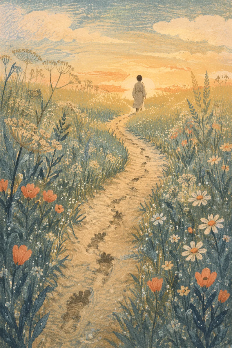 Quiet Obedience Footsteps Through Sunrise Meadow