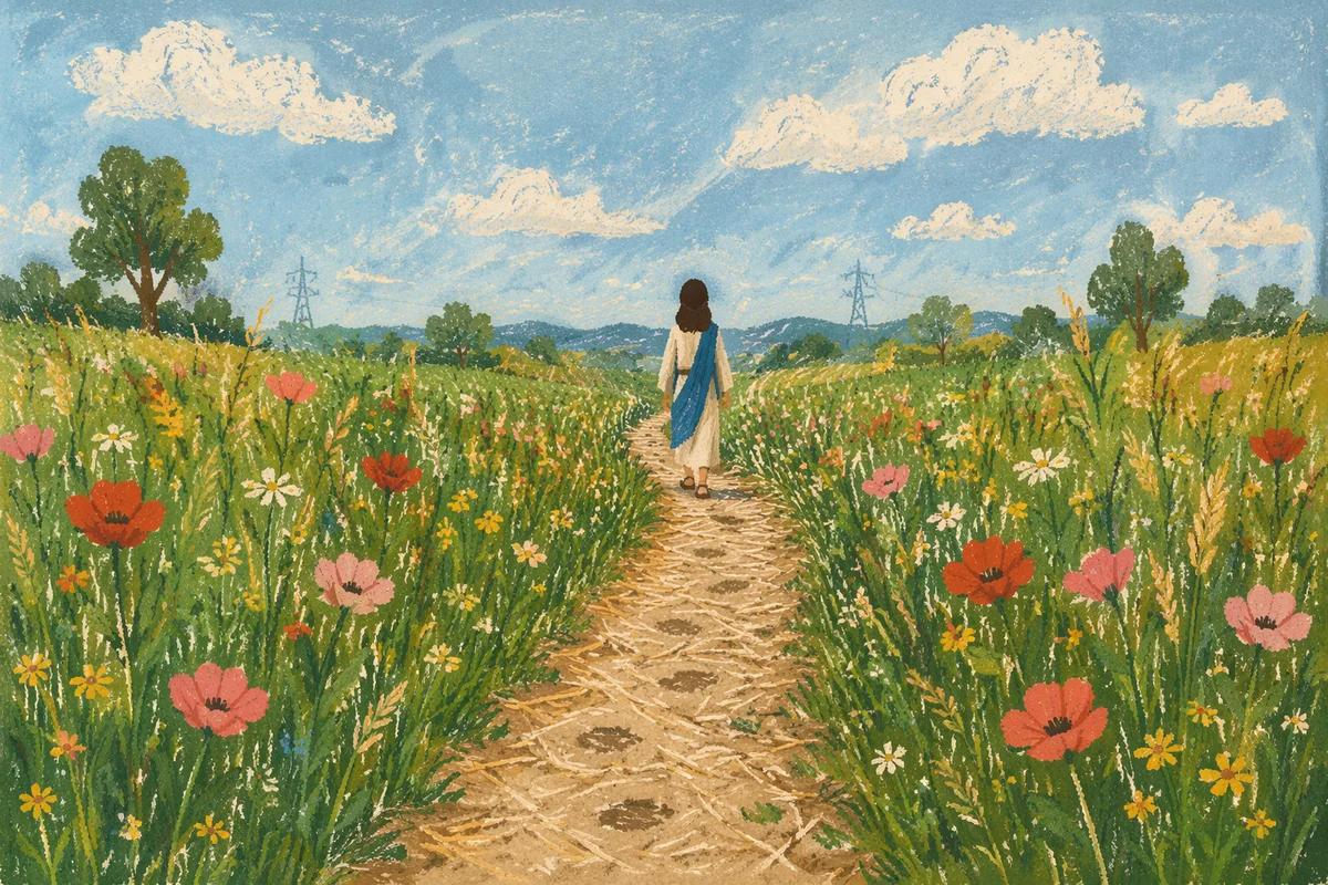Obedient Footsteps Through Wildflower Meadow