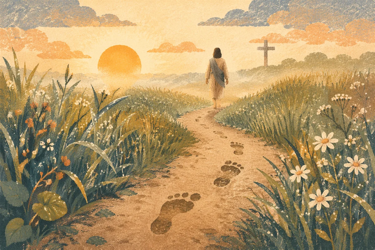 Obedient Footsteps on a Dawn Meadow Path