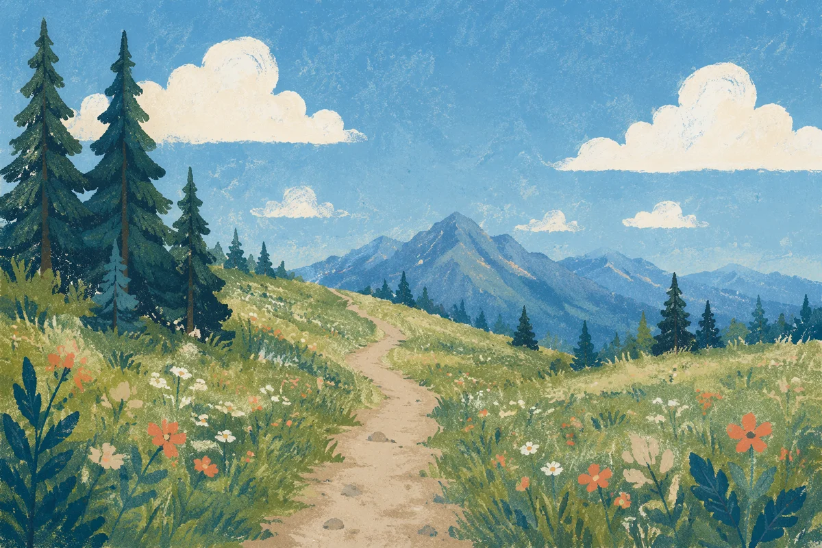 Obedient Footpath Through Peaceful Mountain Meadow