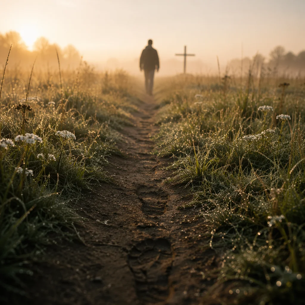 Obedient Footsteps Through Dawn Meadow