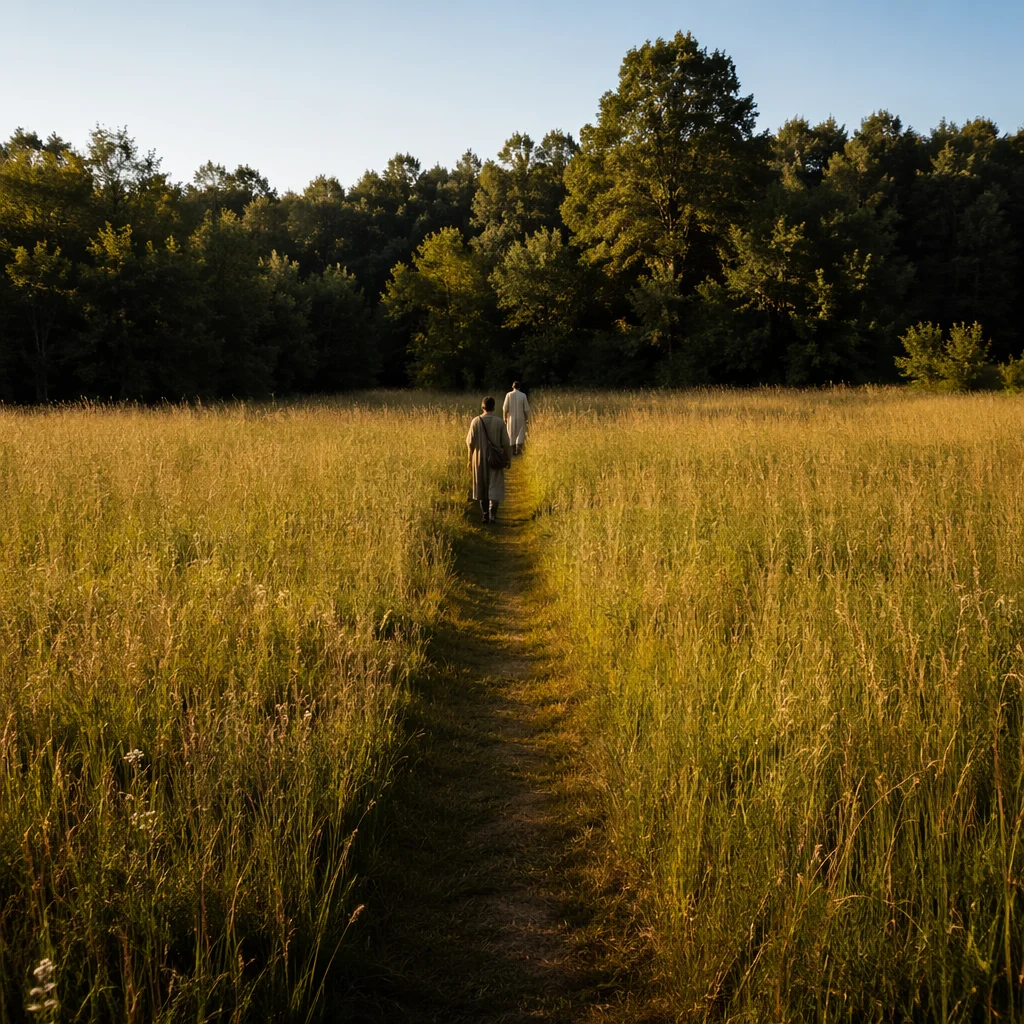 Obedient Footsteps Through Golden Meadow Path