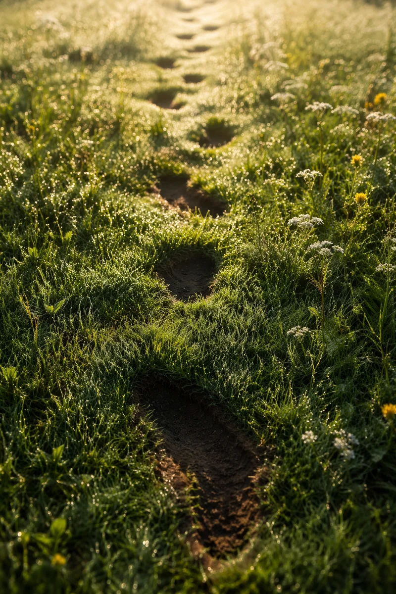 Obedient Footsteps Through Morning Meadow
