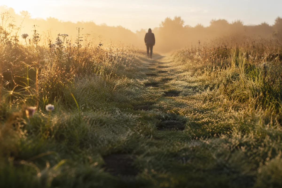 Footsteps of Obedience Through Dawn Meadow