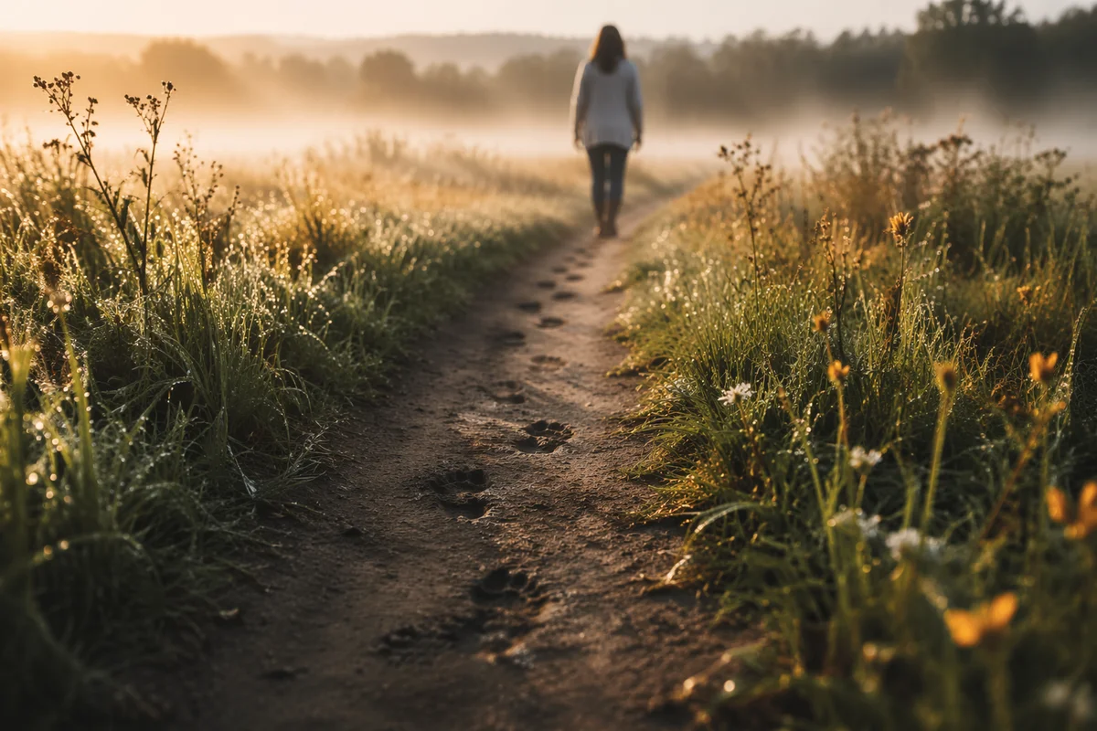 Obedient Footsteps Through Dawn Meadow