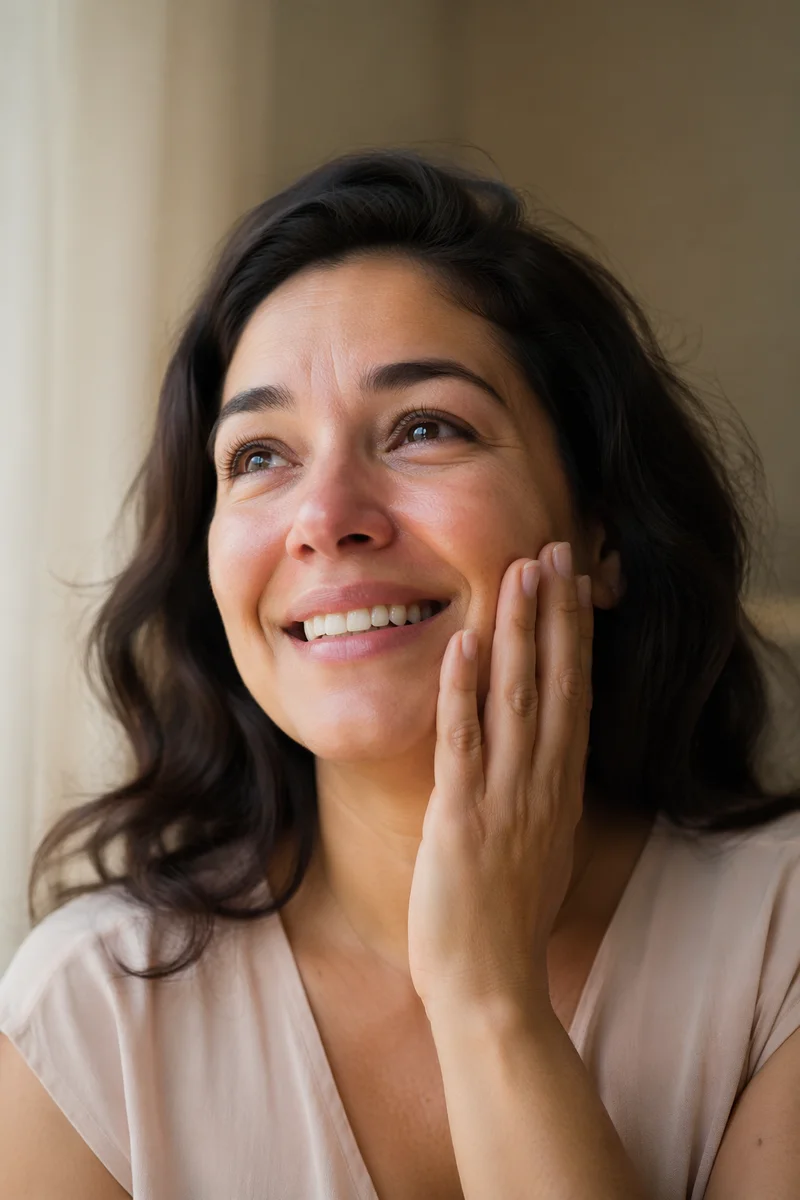Overjoyed Mother With Happy Tears Portrait