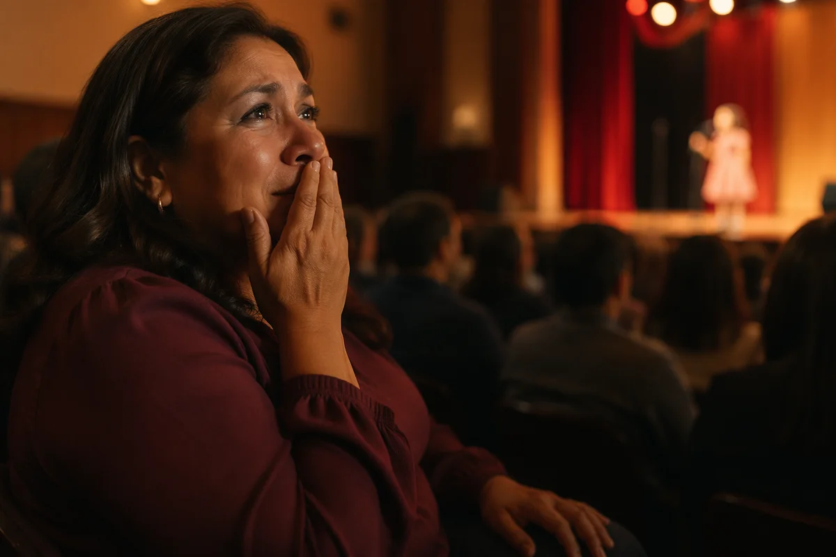 Proud Mother Watching Child on Stage