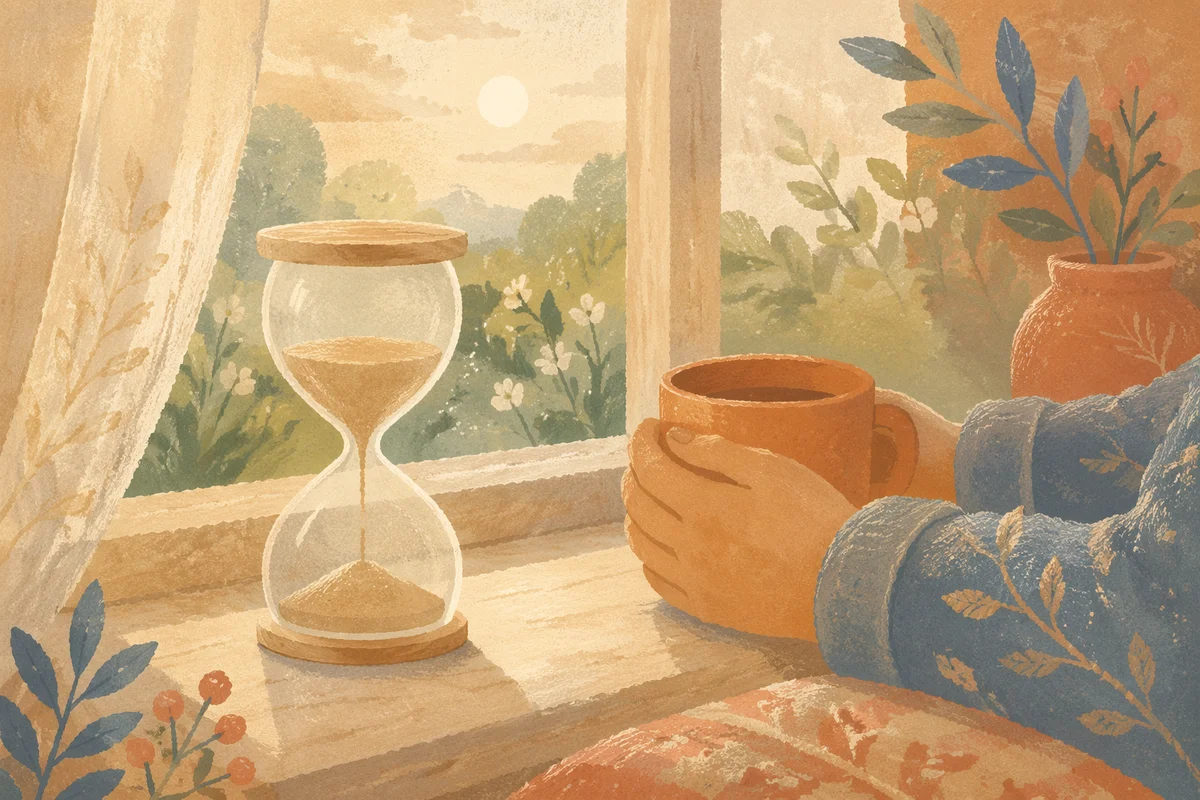 Patient Morning Hourglass by the Window