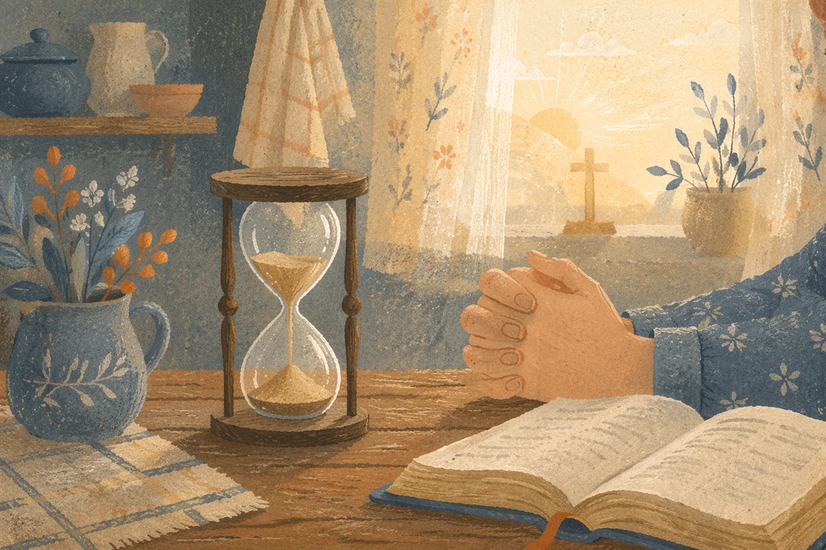 Patient Prayer Hourglass in Morning Light