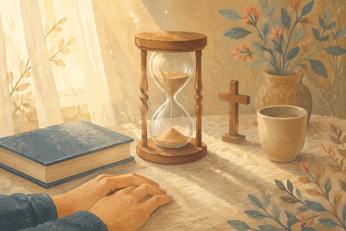 Patient Prayer Hourglass in Morning Light