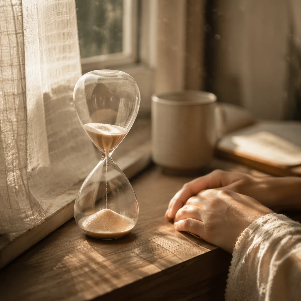 Quiet Patience Hourglass in Morning Light