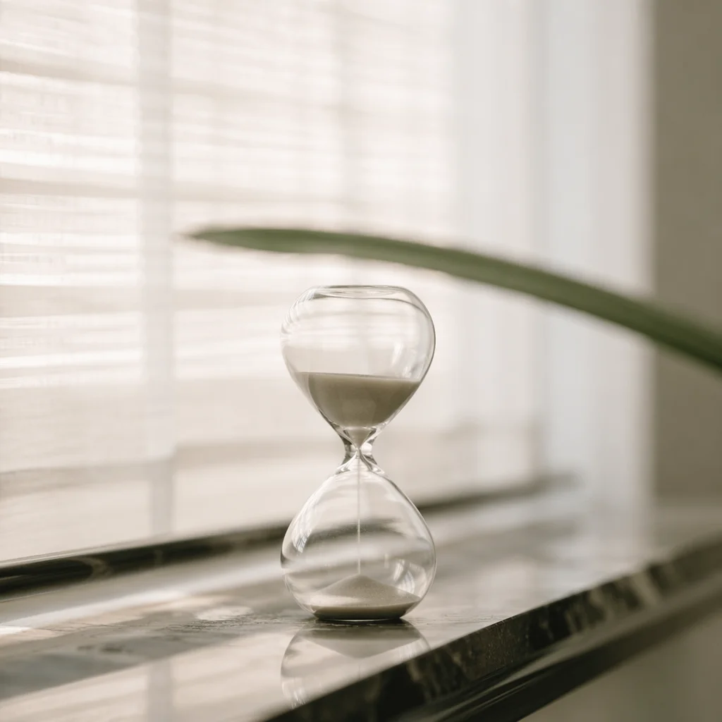 Quiet Patience Hourglass in Morning Light