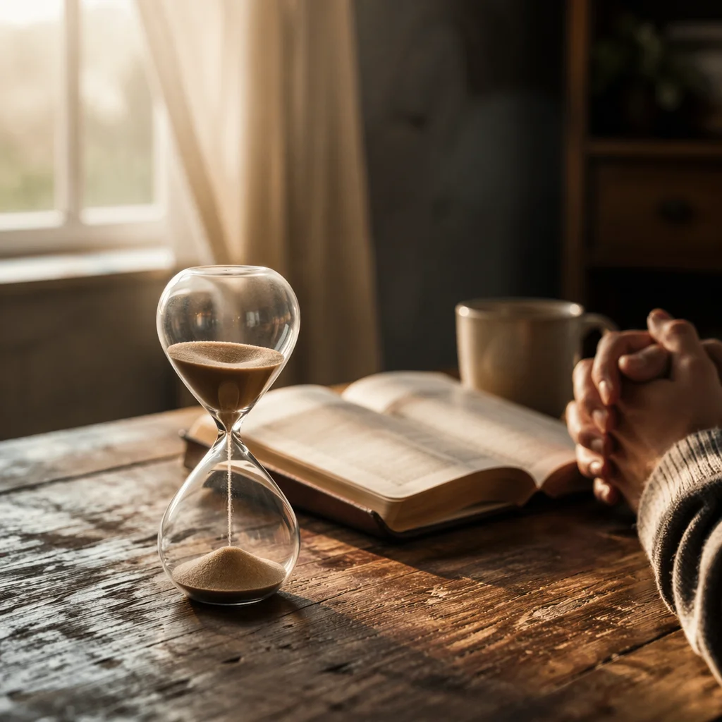Patient Prayer Beside Morning Hourglass