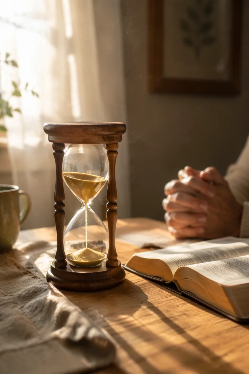 Christian Patience Hourglass in Morning Prayer