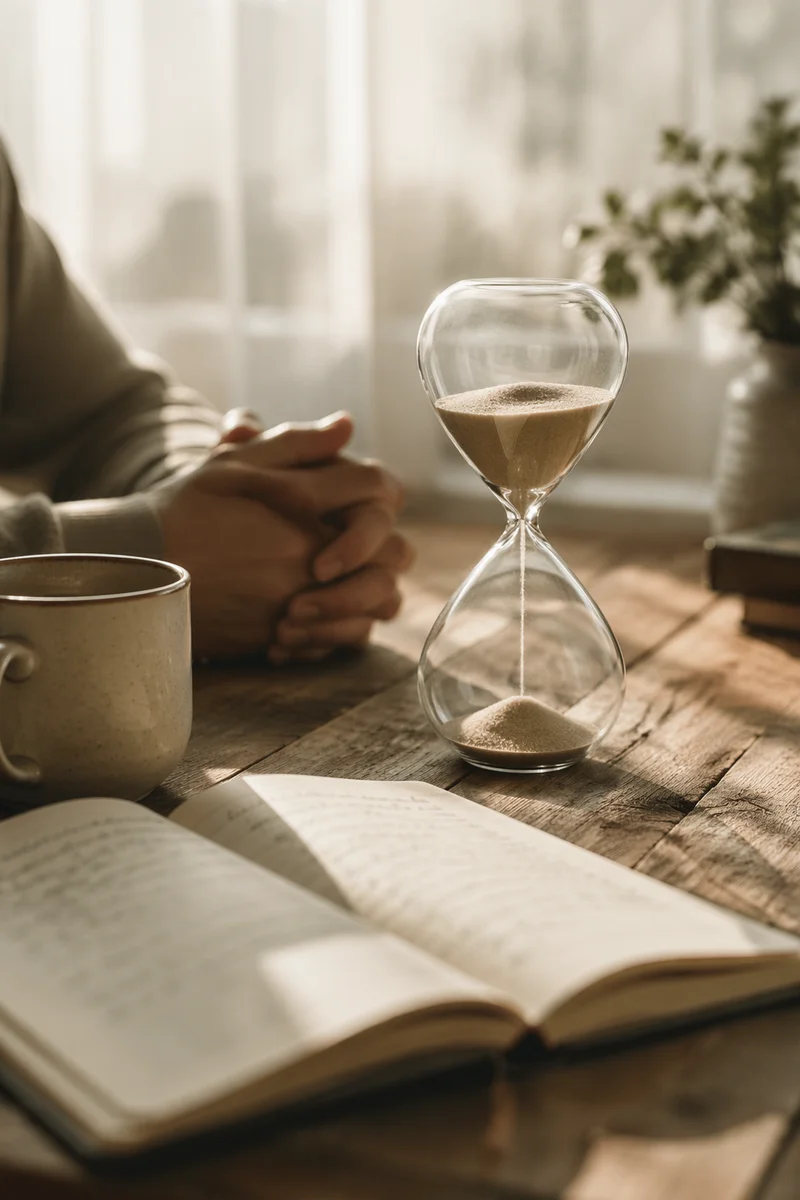 Christian Patience Hourglass in Morning Light