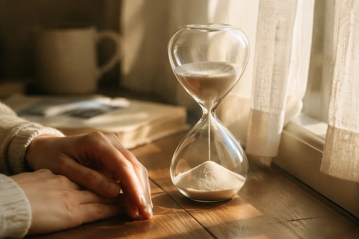 Quiet Patience Hourglass in Morning Light
