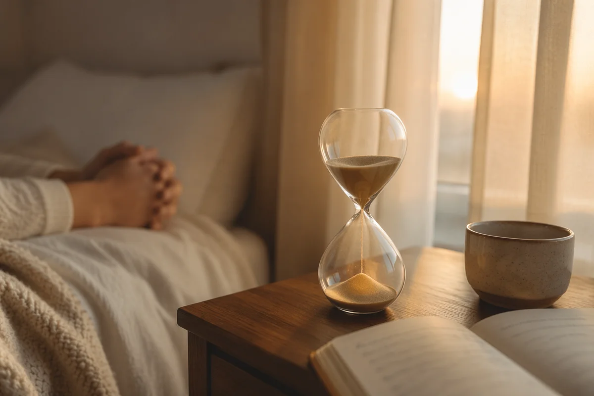 Patient Waiting with Hourglass at Dawn