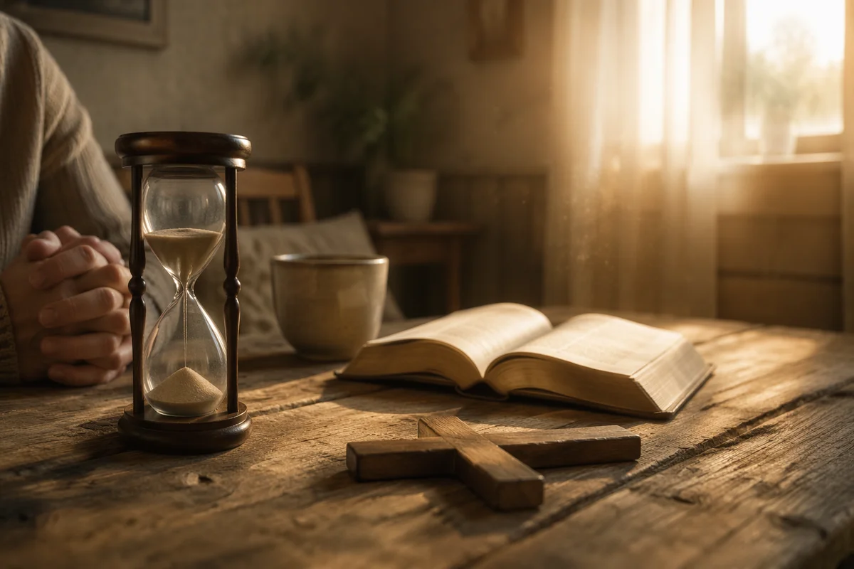 Patient Prayer Beside Morning Hourglass