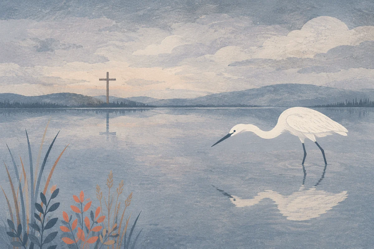 Peaceful Egret on Still Waters