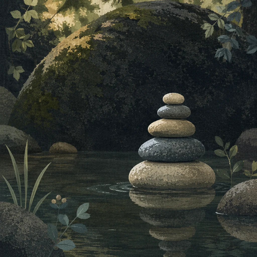 Peaceful River Stones in Still Water