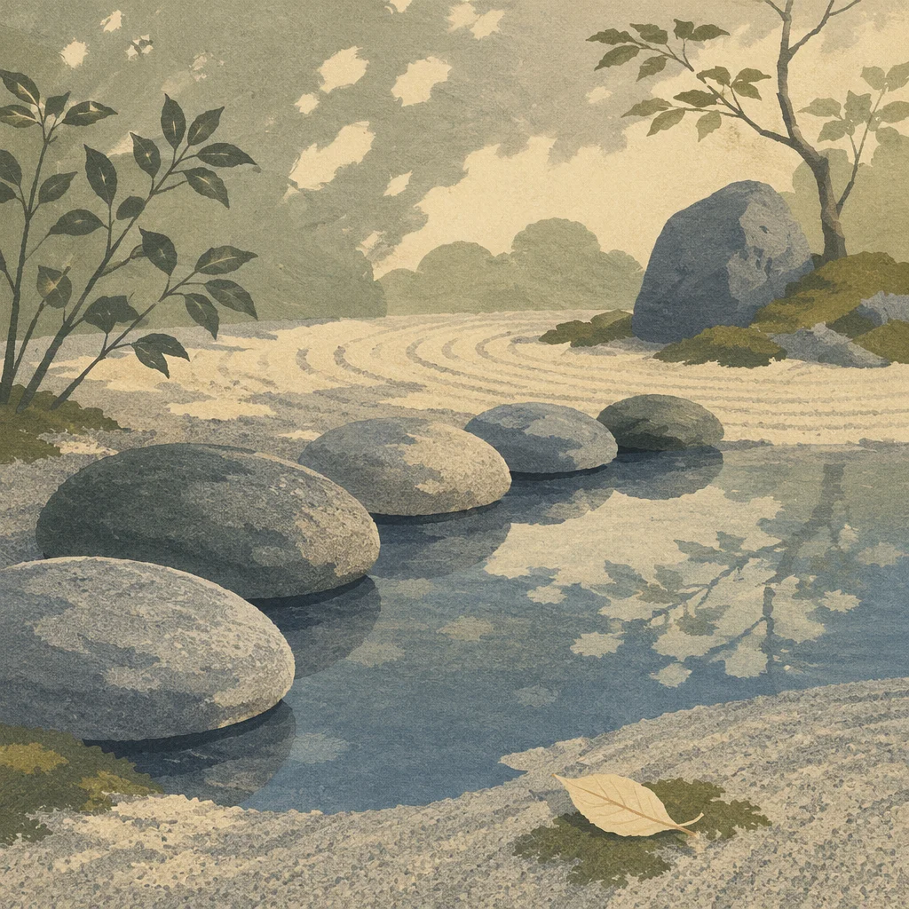 Peaceful Still Water Zen Garden Stones