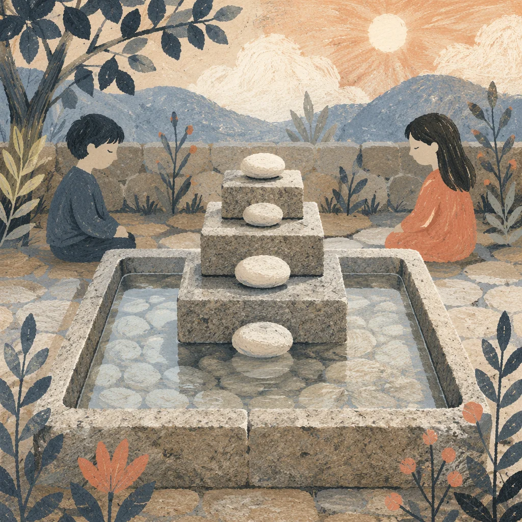 Peaceful Still Water Stone Meditation Garden