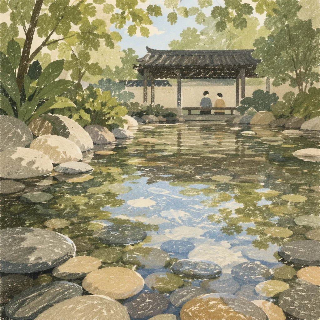 Peaceful Still Water Stones in Garden