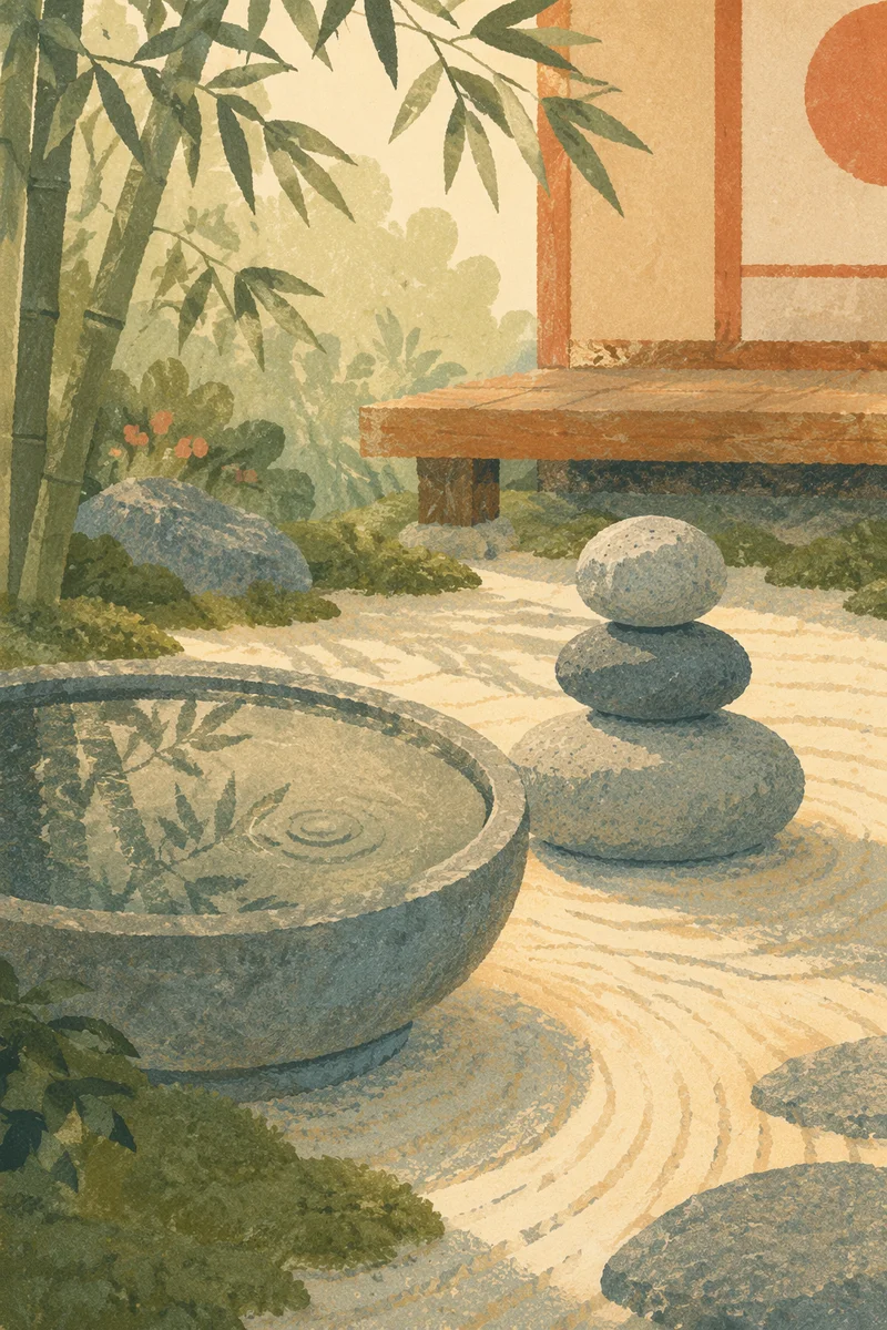 Peaceful Still Water and Zen Stones