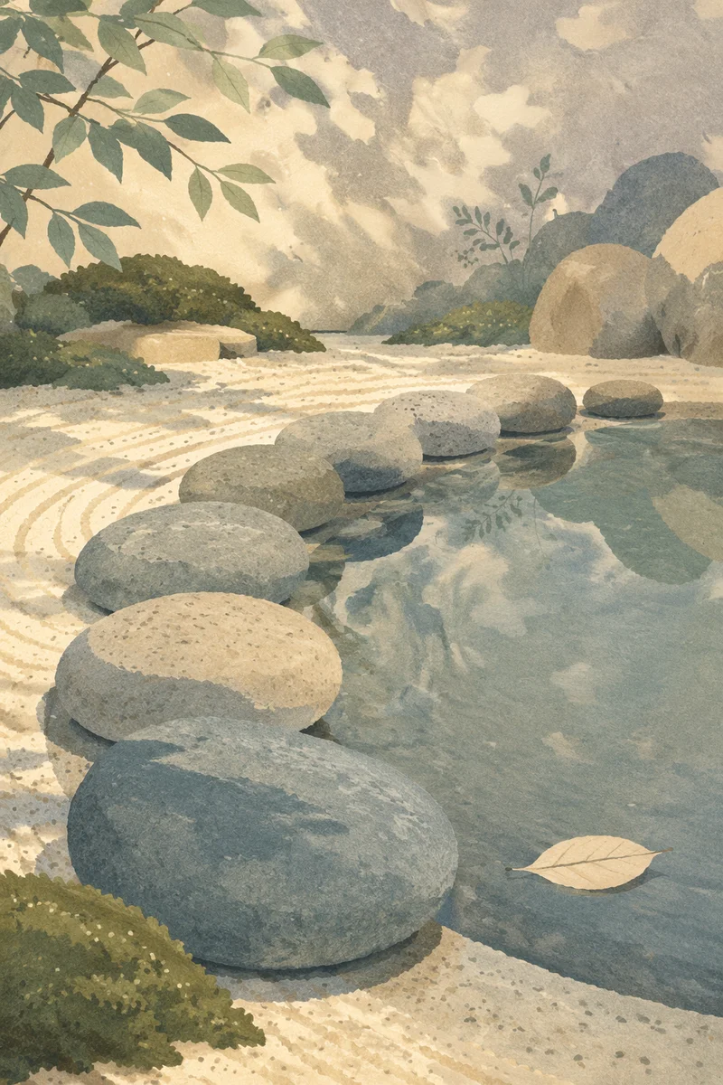 Peaceful Still Water Zen Garden Stones