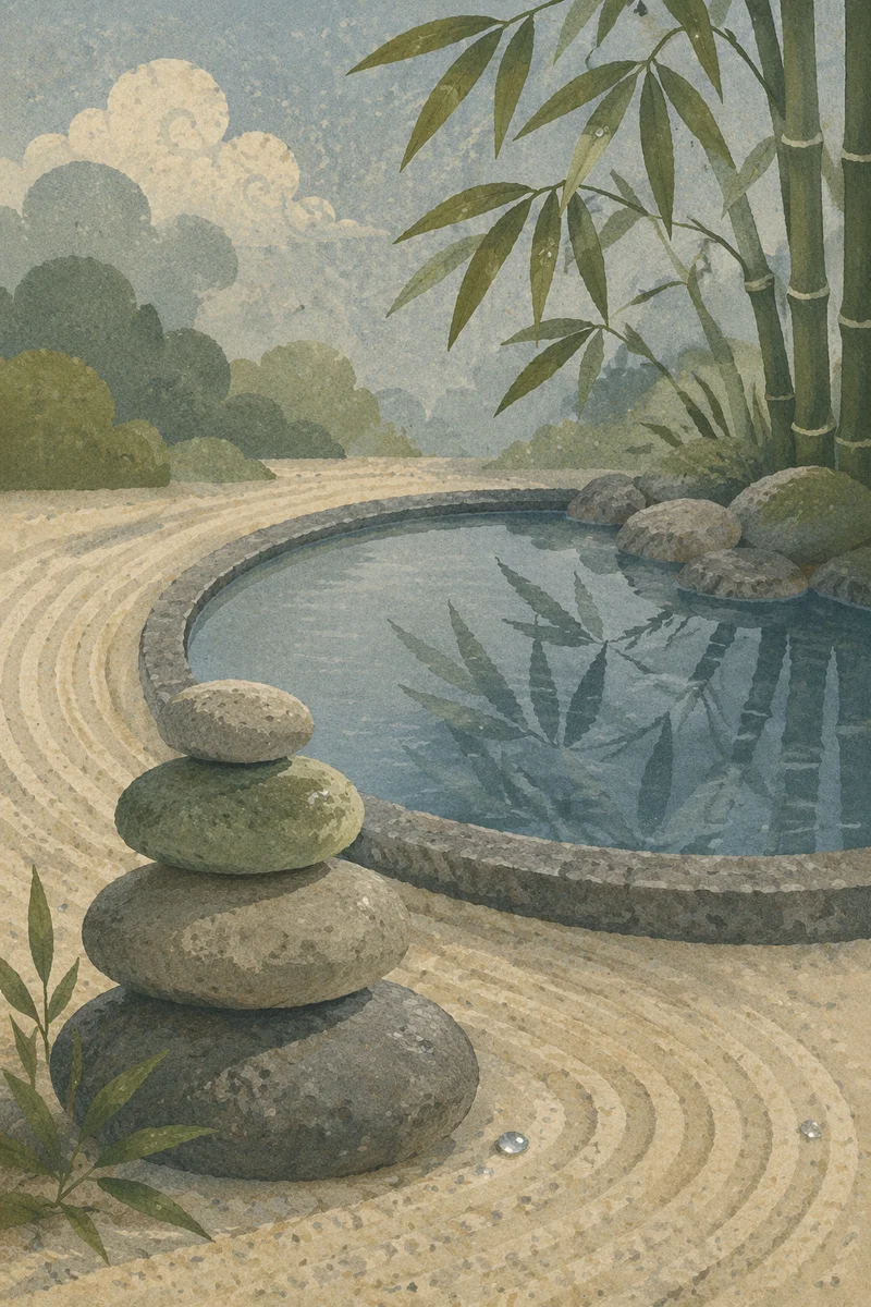 Peaceful Still Water and River Stones