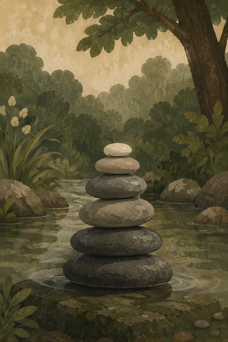 Peaceful Stacked Stones in Still Water