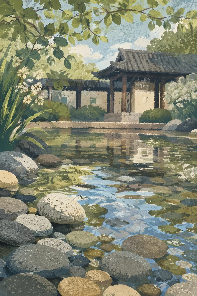 Peaceful Still Water Stones Garden
