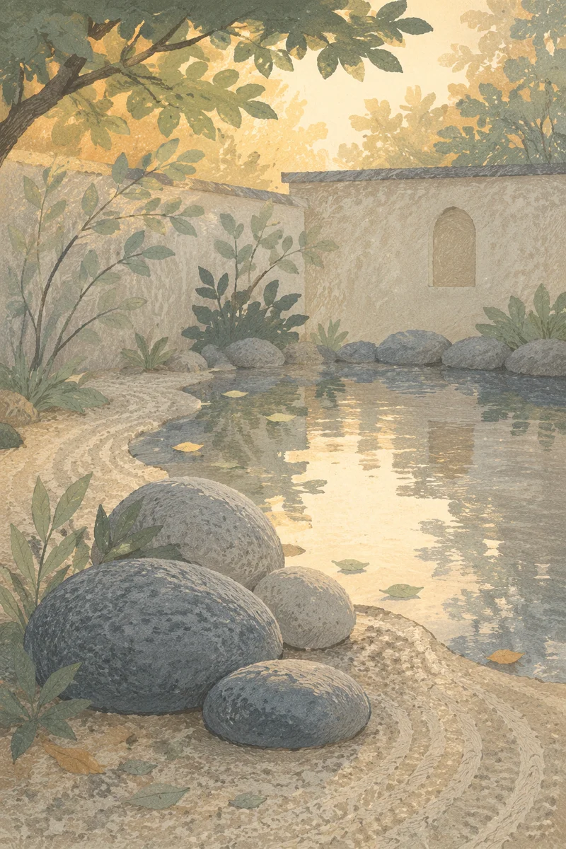 Peaceful Still Water Stones Garden